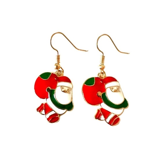 ⭐️ 5 for $25 Holiday Festive Christmas Santa Hoop Earrings Gold Tone - Picture 2 of 7